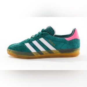 Women’s ADIDAS Gazelle sneakers in green suede and pink